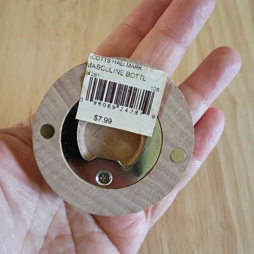 NEW Hallmark Super Dad Wooden Magnet Bottle Opener Gift - Picture 2 of 4